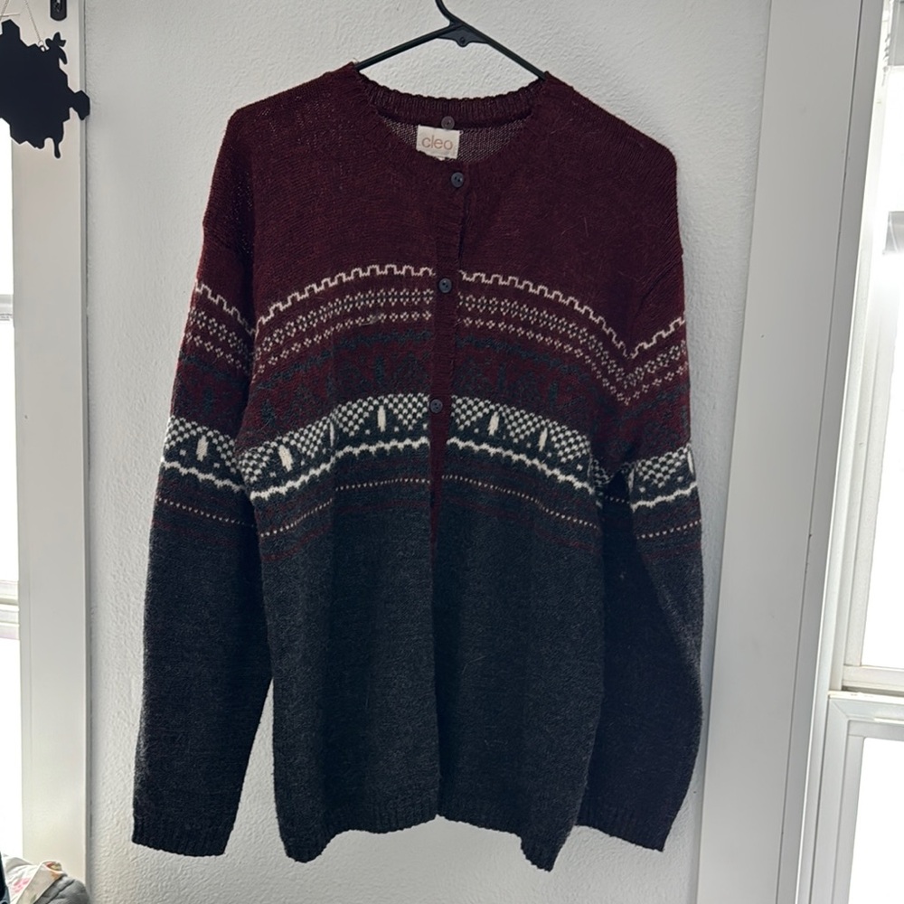 Cleo Burgundy and Gray Men's Sweater